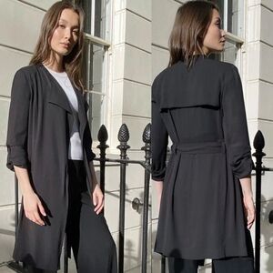 Babaton Aritzia Quincy Light Weight Black Flowy Trench Luxury Jacket Size S